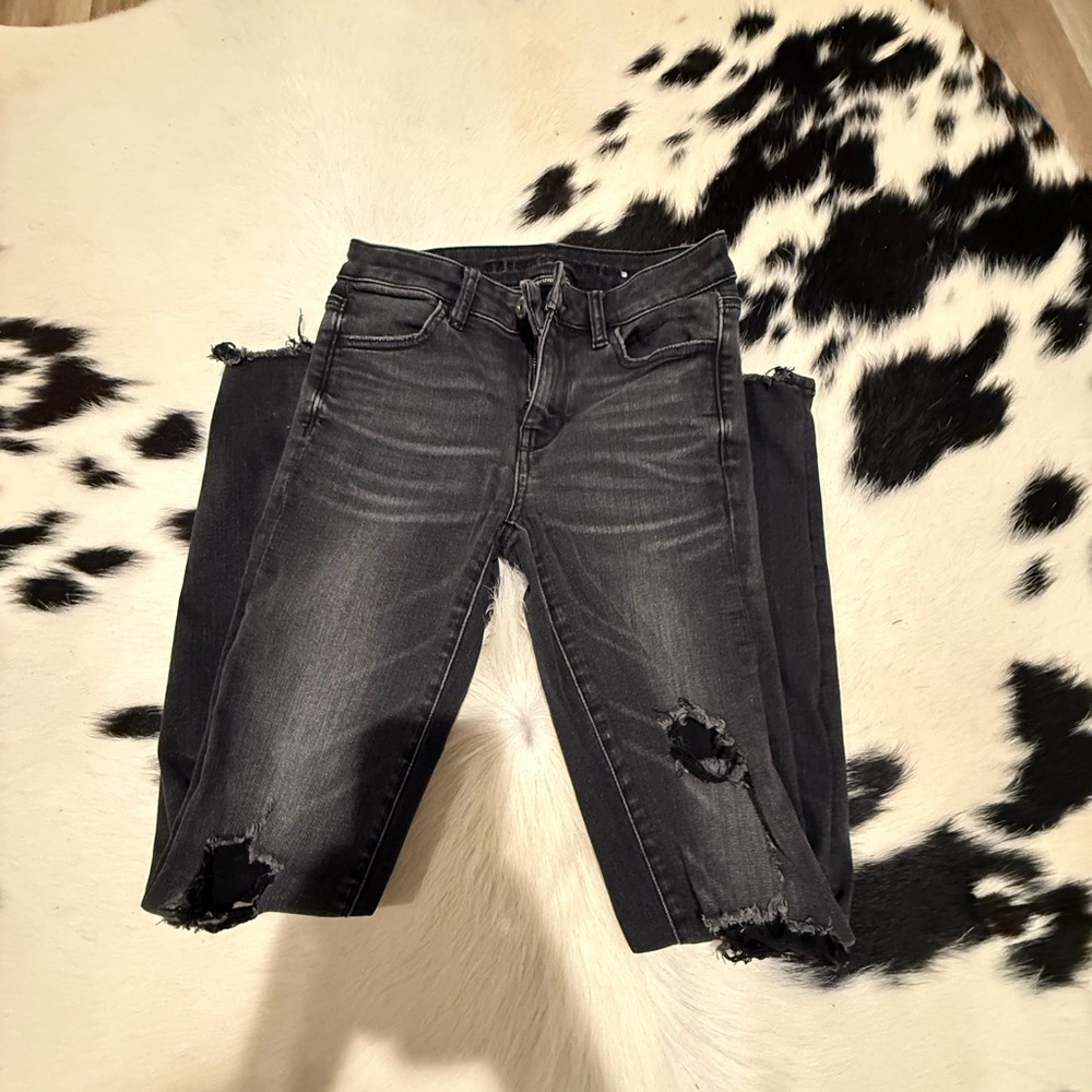 Women's Distressed Black Jeans